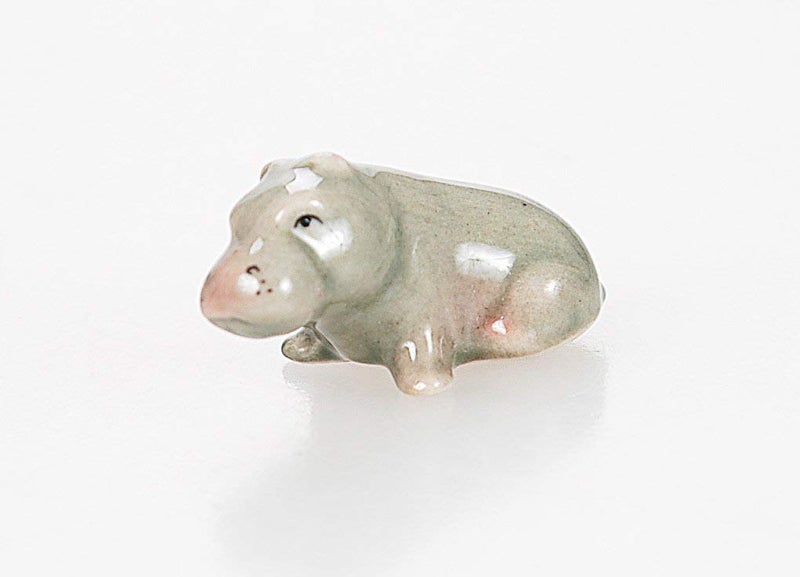 WitnyStore Tiny 1Â¼" Gray Sitting Hippopotamus Figurine - Miniature Hand Made Painted Ceramic Hippo African Aquatic Mammal Wildlife Animals Cute Porcelain Decorative Collectible Figures DÃ©cor Gifts - Image 4